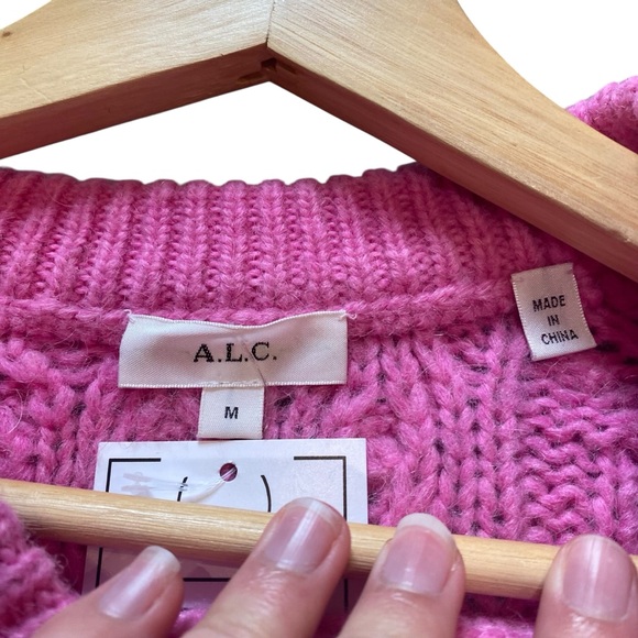 A.L.C. Mick Alpaca Wool Blend Cable Knit Crew Neck Pullover Sweater, Size M - Picture 4 of 6
